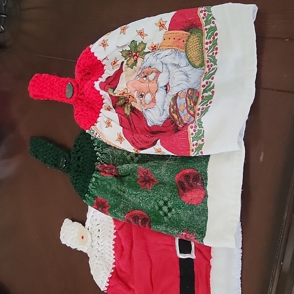 Handmade Other - (J16) 3 crochet kitchen hand towels christmas theme